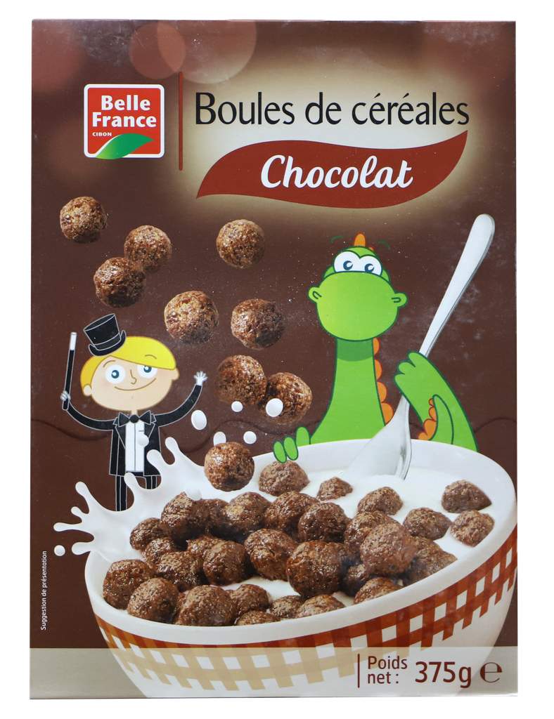 BOULES DE CEREALES AU CHOCOLAT BELLE FRANCE 375G