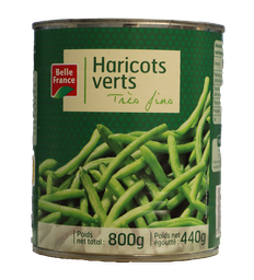 HARICOTS VERTS TRES FINS BELLE FRANCE 800G